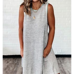 Melesy Boutique - Crew Neck Striped Dress
